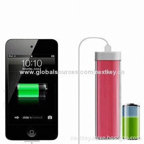 Colorful 2,600mAh Lipstick Phone Charger with Plastic Good Design